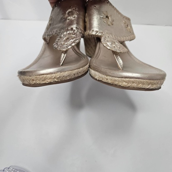 Jack Rogers Marbella Mid Wedge Sandals 9.5 Gold Leather Flip Flop - Picture 6 of 10